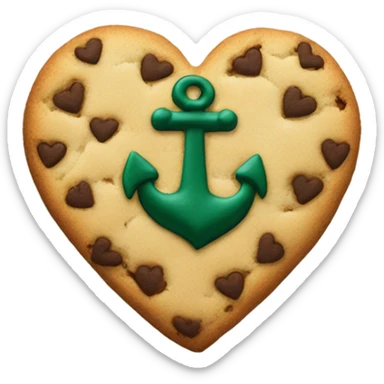 cookie heart with dark green anchor sticker