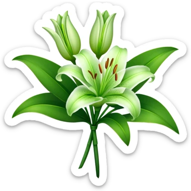 bouquet Soft Green Lily, luxuriant, leaf, bud sticker