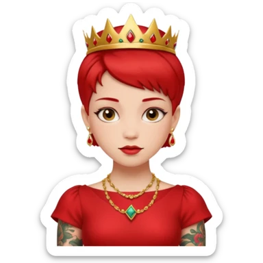 Tattooed princesses red dress short hair sticker