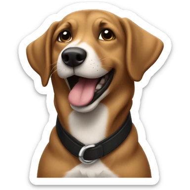 Perro pastoraleman marrón y negro feliz y sacando la lengua sticker