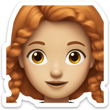 redhead girl with grey eyes with long hair and Dyson styling in a black top sticker