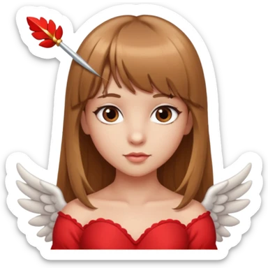 Hada sexy cupido pequeña  de cabello largo lacio castaño claro con flequillo y ojos cafés  sticker
