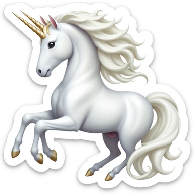 cinematic-beautiful-white-unicorn-emoji,-poised-and-regal,-with-a-slender,-ethereal-form-draped-in-a-pristine-white-color,-a-flowing-mane-and-tail,-and-a-white,-spiraled-horn-that-radiates-pure-light,-simplified-yet-sharp-and-majestic,  sticker