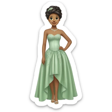 Quinceñera sage green dress sticker