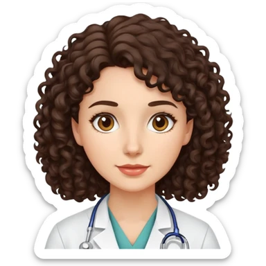 Woman veterinarian with medium length dark brown curly hair sticker