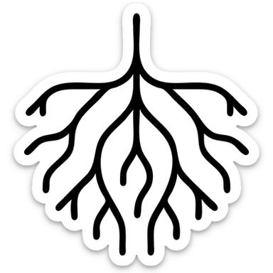 tree roots, minimalistic icon, clean lines, monochrome sticker
