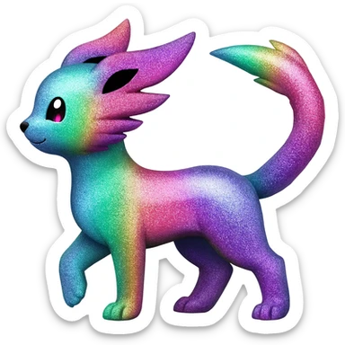 Shiny sparkly alloy glittery colorful gradients-colored complex epic beautiful cute kawaii Umbreon-Amaura-Sylveon-hybrid-animal-Fakémon-Pokémon-fusion sticker