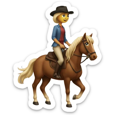 Beautiful woman riding a horse with a handsome man’s head  sticker