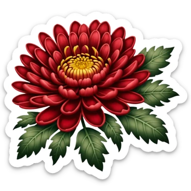 chrysanthemum flower red tattoo sticker