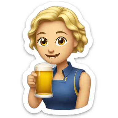 Yolande qui boit une bière sticker