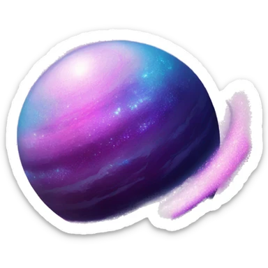sparkly blue purple and pink glitter planet with white saturn ring sticker