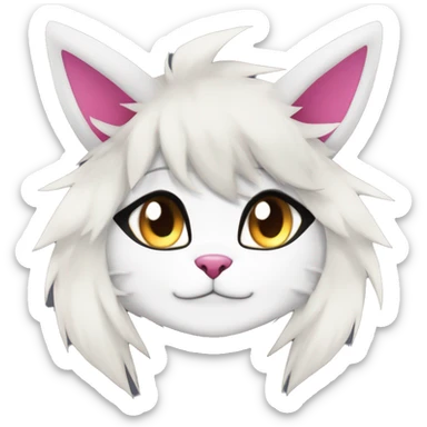 Anthro Dark Beautiful Colorful Shiny Edgy Cool Shy Grumpy FurSona Feline-Zangoose-Fakemon Emo Hair Vtuber Model sticker