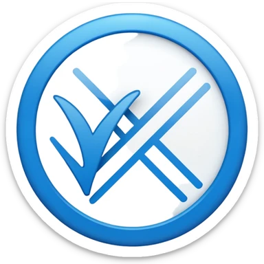 A check mark in a completely blue circle like a max sticker