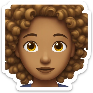 Curly brown hair girl relaxing sticker