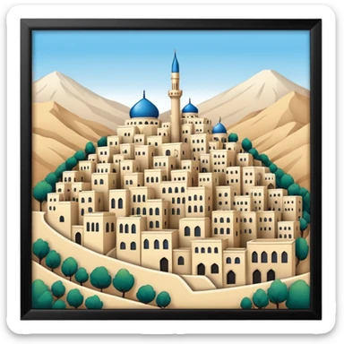 little city and many, small, ordinary, simple, home, Iranian-style, 1980  sticker
