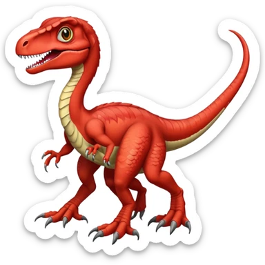 Red velociraptor with 2 legs 2 arms and 1 tail  sticker