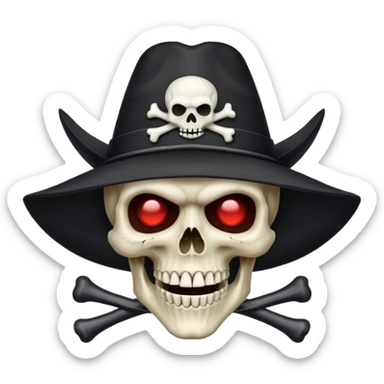 A skull and crossbones wearing a triangular vampire hunter hat. sticker