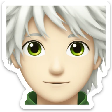 ANIME boy with green eyes and white hair sticker