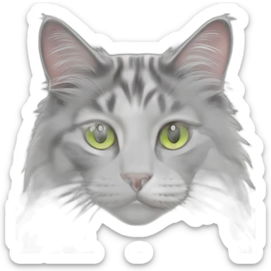 gray and white norwegian forest cat with lime color eyes sticker