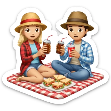 picnic with sandwiches, drinks sticker