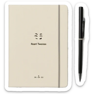 Cream Linen textured cover notebook with a elegant small text sticker