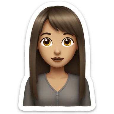 Brown hair girl with a fringe with long eyelashes  sticker