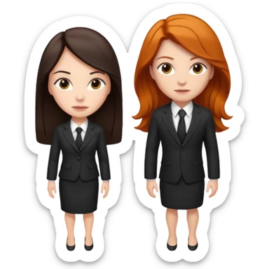 two girls getting married. one ginger with long hair in a suit. one dark haired brunette in a dress switch them sticker