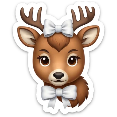 Deer with a white bow on head all sleepy sticker