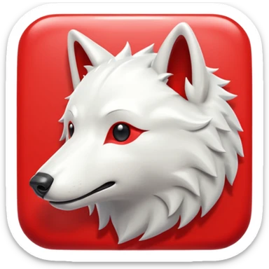 A bold white capital letter C with a small white wolf head icon above it, inside a red rounded square, emoji style, flat design, shiny light reflection, same style as 🅱️ emoji, transparent background. sticker