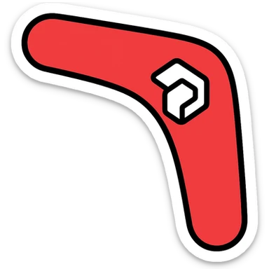 boomerang with Microsoft Power Pages logo, playful and clean, red and white color palette icon sticker