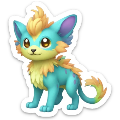 Cute cool colorful fantasy animal hybrid Fakemon full body sticker