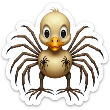 Zombie duckling with spider legs horror sticker