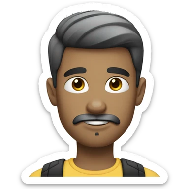 Teenage boy with white skin, and black undercut hair, who has a goatee and moustache. Make him look good  sticker