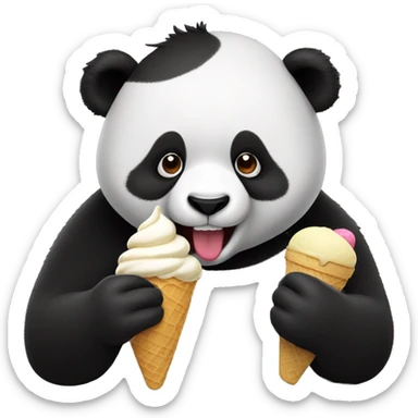 Panda eating ice cream sticker