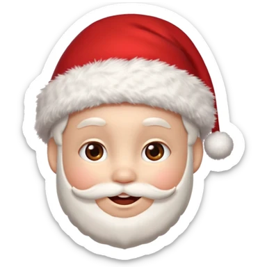 A small smiling face wearing a red Santa hat with a pompom, rosy cheeks and twinkling eyes, conveying a warm, festive vibe. It should be a trolling smile. sticker