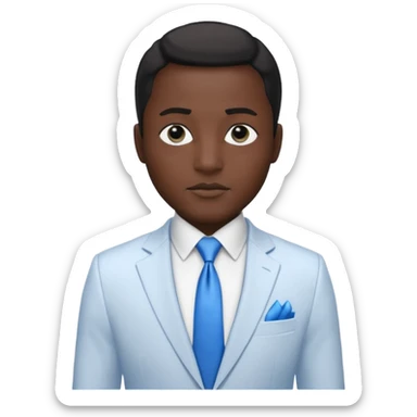 businessman, black skin, black eyes, white suit, blue tie sticker