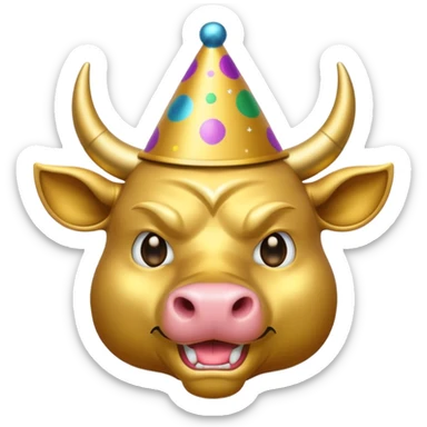 Angry New Year's Eve Dressed Golden Bull Emoji sticker