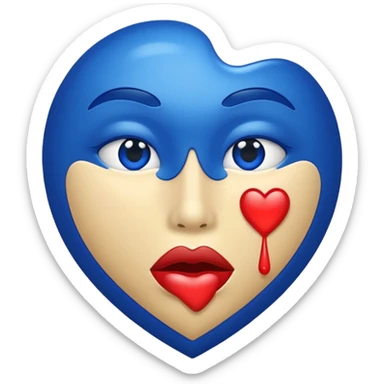 the original kiss mark emoji but instead of it being red it is royal blue  sticker