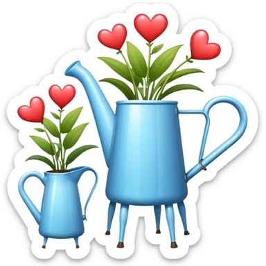 i want a watering jug with legs watering 3 plans in increasing height with hearts in the flowers sticker