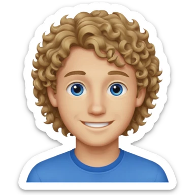 20 year old boy with wavy-curly dark blonde hair and blue eyes  sticker