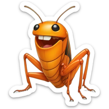 a happy orange-colored cricket sticker