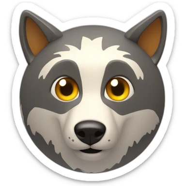 3d sphere with a cartoon Wolf skin texture with big childish eyes sticker