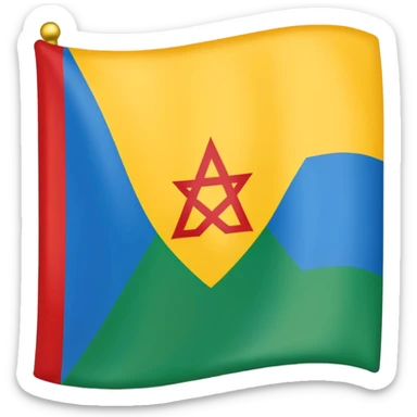 Bandera de tres líneas hariba azul medio verde con el alfabeto amazigh rojo abajo amarillo sticker