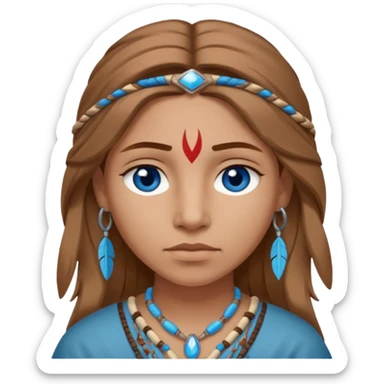 can you make a pale native American emoji with light brown hair and blue eyes  sticker