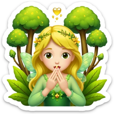 forest fairy blowing glowing kiss pollen sticker
