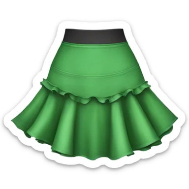 Realistic A-line high waisted green ruffle skirt, isolated sticker