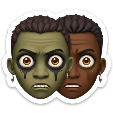 Zumbi man, black eye, studded earrings on both ears sticker