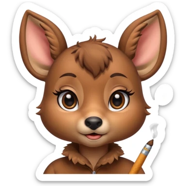 Cute female deer with cigarette with a bow bigger eyes bigger eyeliner and eyelash sticker