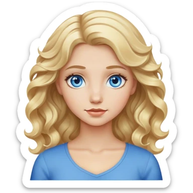 blonde hair girl with wavy hair and blue eyes sticker
