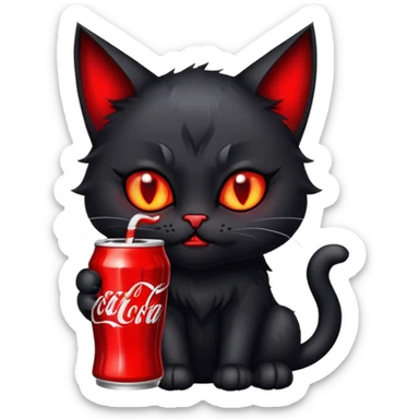 Draw a demon cat drinking coke sticker